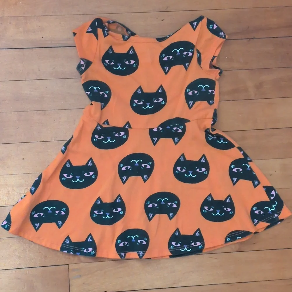 Cat & Jack Orange Dress with Black Cat Design Sz 2T - Picture 4 of 4